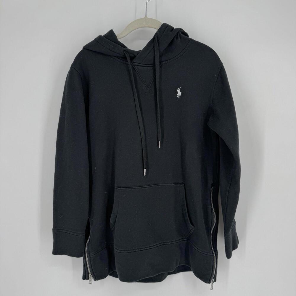 Polo Ralph Lauren sweatshirt womens small S black hoodie side zip class athletic